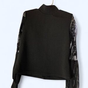 Black long sleeve blouse with lace sleeves SHEIN Girls 5
